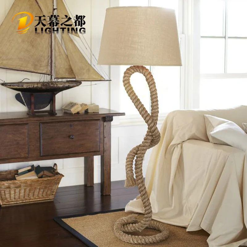 

Американская кантри, напольная Лампа из пеньковой веревки, ретро-лампа для гостиной, столовой, спальни, декоративная лампа для бара, клуба, о...