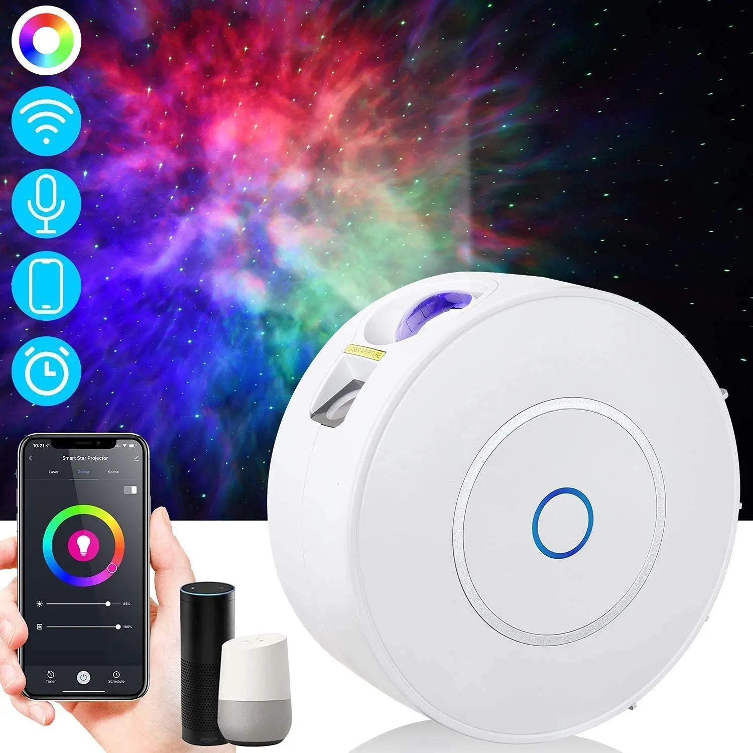 

Tuya APP Control Galaxy Starry Projector Water Waving Led Sky Night Lights Static or Moving Colorful Nebula Cloud Night Lamp