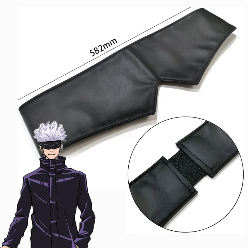 

2021 New Anime Jujutsu Kaisen Gojo Satoru Cosplay Costume Prop Leather Eye Mask School Uniform Leather Eye Mask Party Carnival