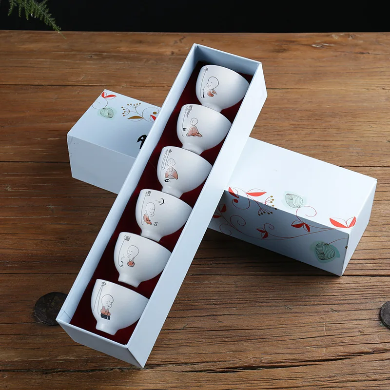 Керамический нефритовый фарфор белый чашка Zen шляпа Подарочный чайный набор 6