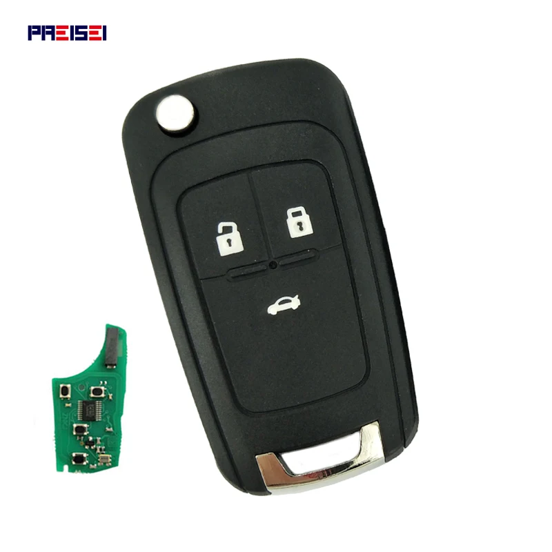 

PREISEI 3 Button Flip Remote Key For Car Chevrolet Cruze Malibu Aveo Spark Sail Orlando Key 433MHz ID46 Chip