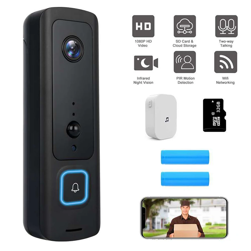 Smart Ip Video Intercom Wifi Video Deurtelefoon Deurbel Wifi Deurbel Camera Voor Appartementen Ir Alarm Draadloze Beveiliging Camera
