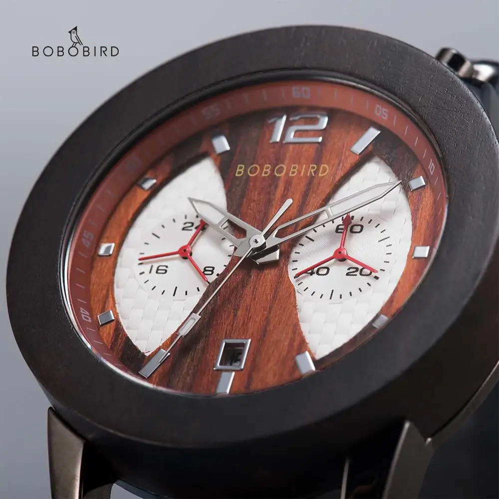 BOBO BIRD мужские деревянные наручные часы с автоматическим датом montre bois homme Полный