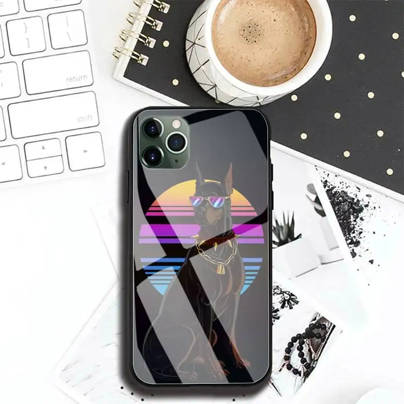 

Animal Dachshund Doberman dog Phone Case Tempered Glass Fundas Coque for iphone 12 mini 11 Pro Max 7 8 PLUS 6s XR Back Cover