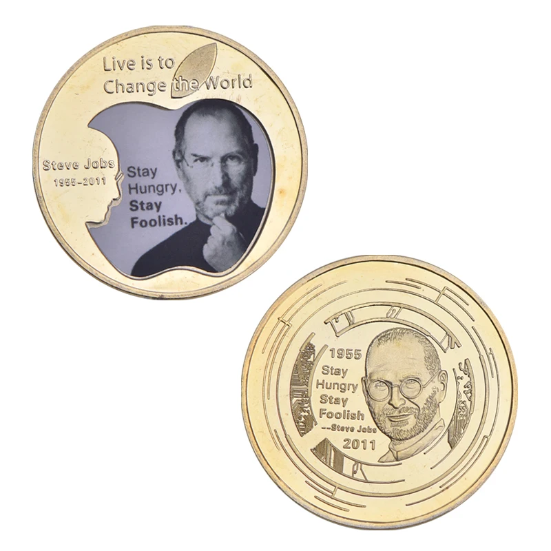 WR 5 шт. Steve Jobs золотая монета КОПИЯ Домашняя Коллекция памятные декоративные