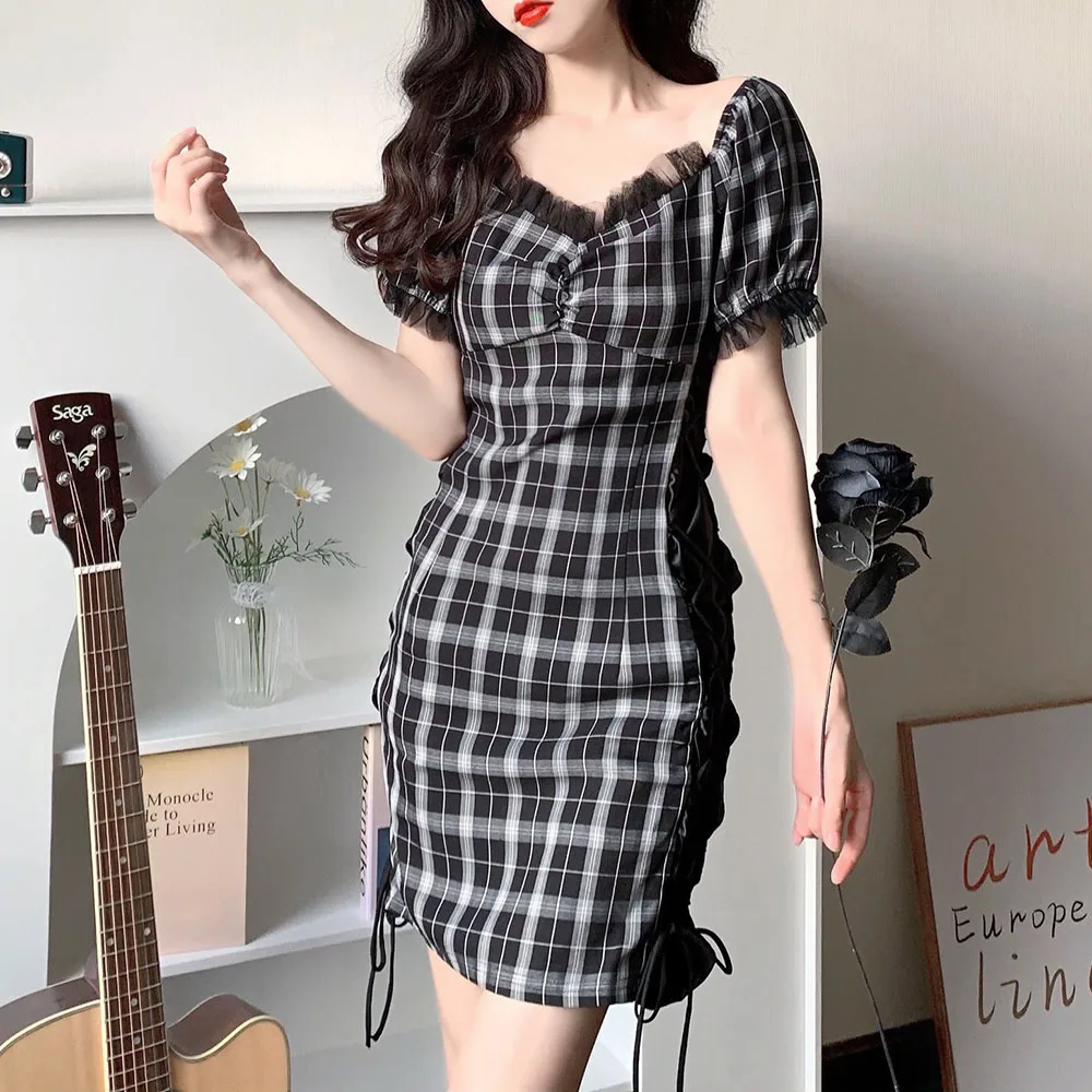 Женское Сетчатое платье с V образным вырезом летнее Повседневное в стиле High Street