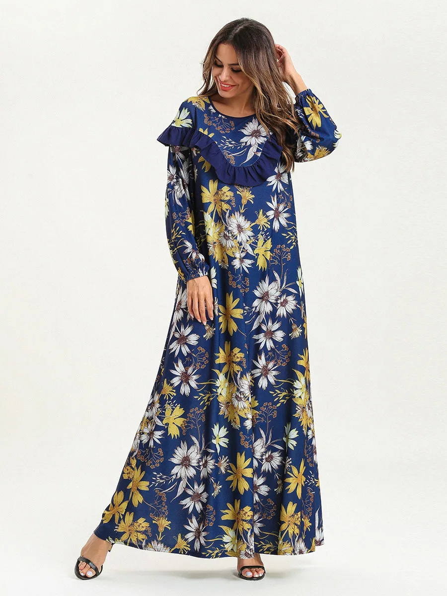Vetement Femme 2019 Abaya турецкое платье с оборками мусульманские халаты свободная длинная