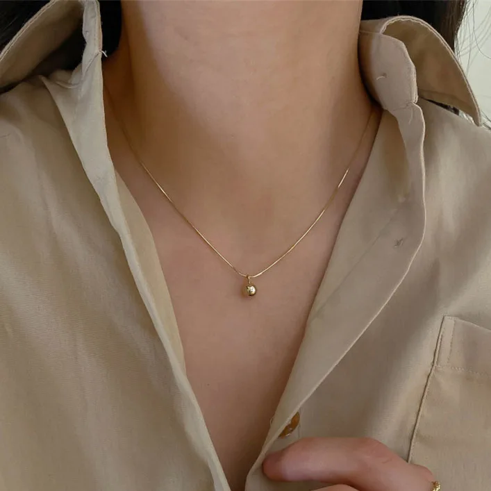 Маленькие круглые золотые ожерелья с шариками для женщин Модная бижутерия