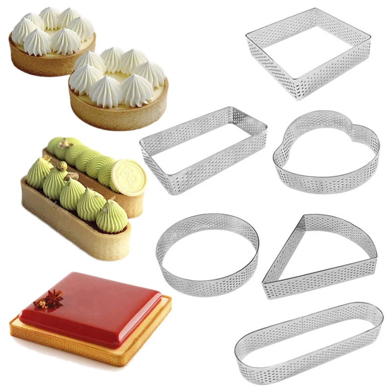 

1PCS Mini Mousse Cake Ring Stainless Steel Perforated Mold DIY Egg Tart Ring Dessert Cookies Baking Mould Pastry Baking Tools