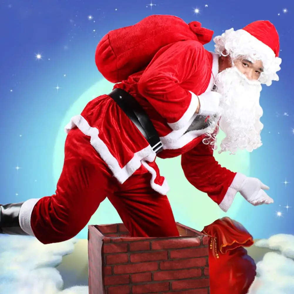 10 шт. костюм Санта-Клауса для взрослых плюшевый папы костюмы косплея