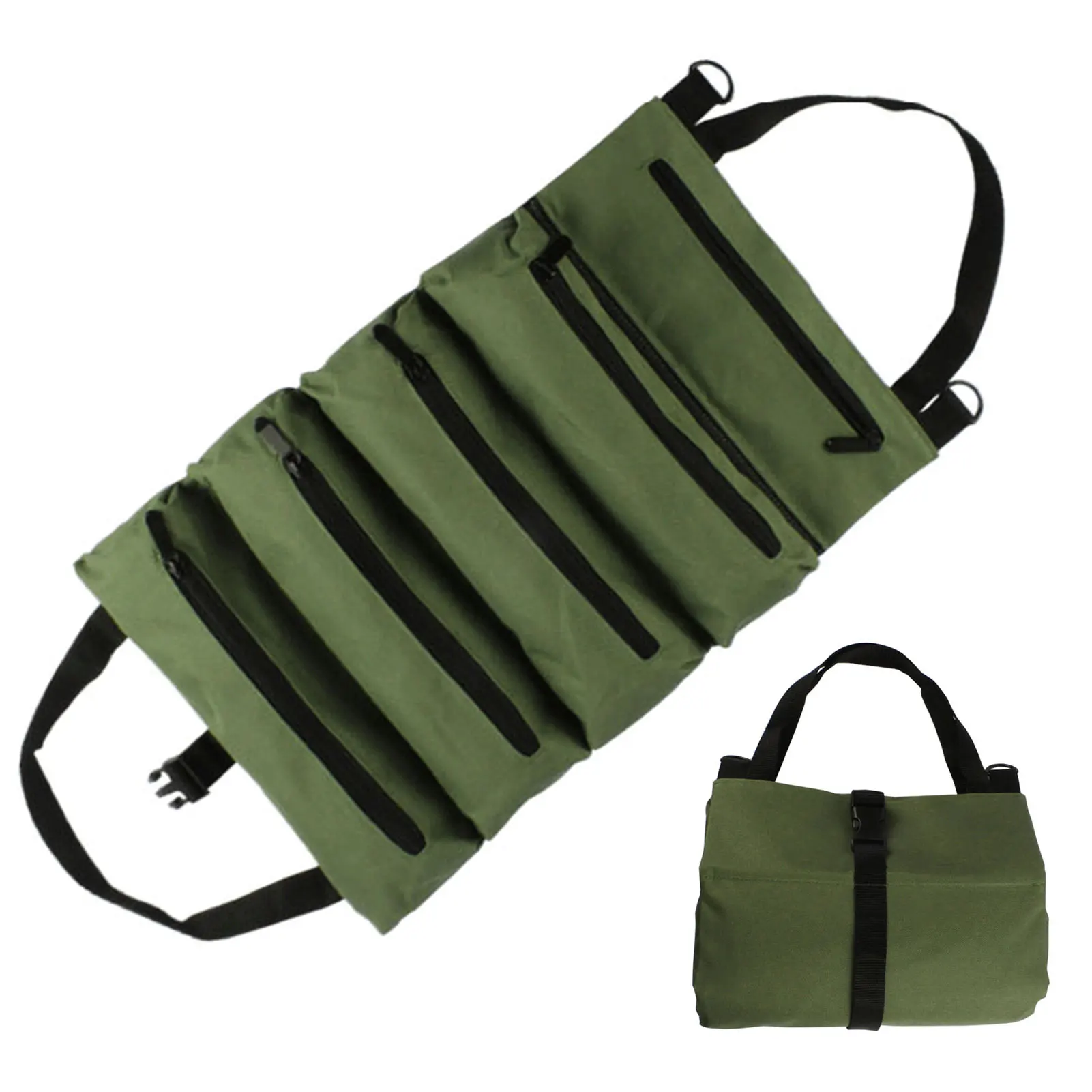 

2 Kinds Mintiml Tool Bag Multi-Purpose Tool Roll Bag Wrench Roll Pouch Hanging Tool Zipper Carrier Tote Working Tool Bag