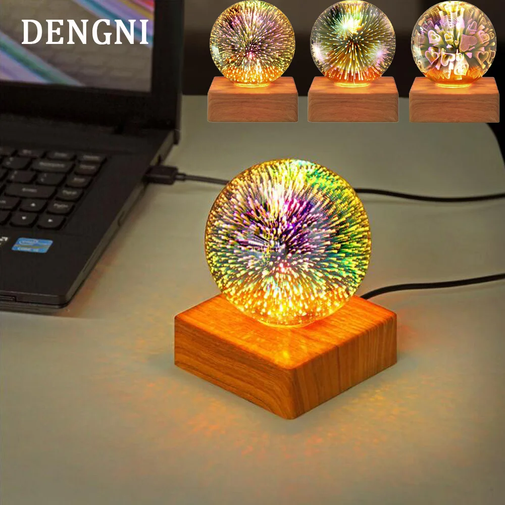 

3D magic starry sky atmosphere light USB plug-in love decoration night light children's bedroom bedside firework projection lamp