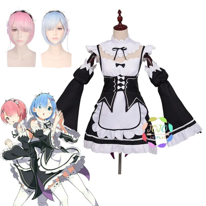 Костюм горничной из аниме Re Zero Hajimeru Isekai Seikatsu REM Remu RAM u для косплея|Костюмы аниме| |