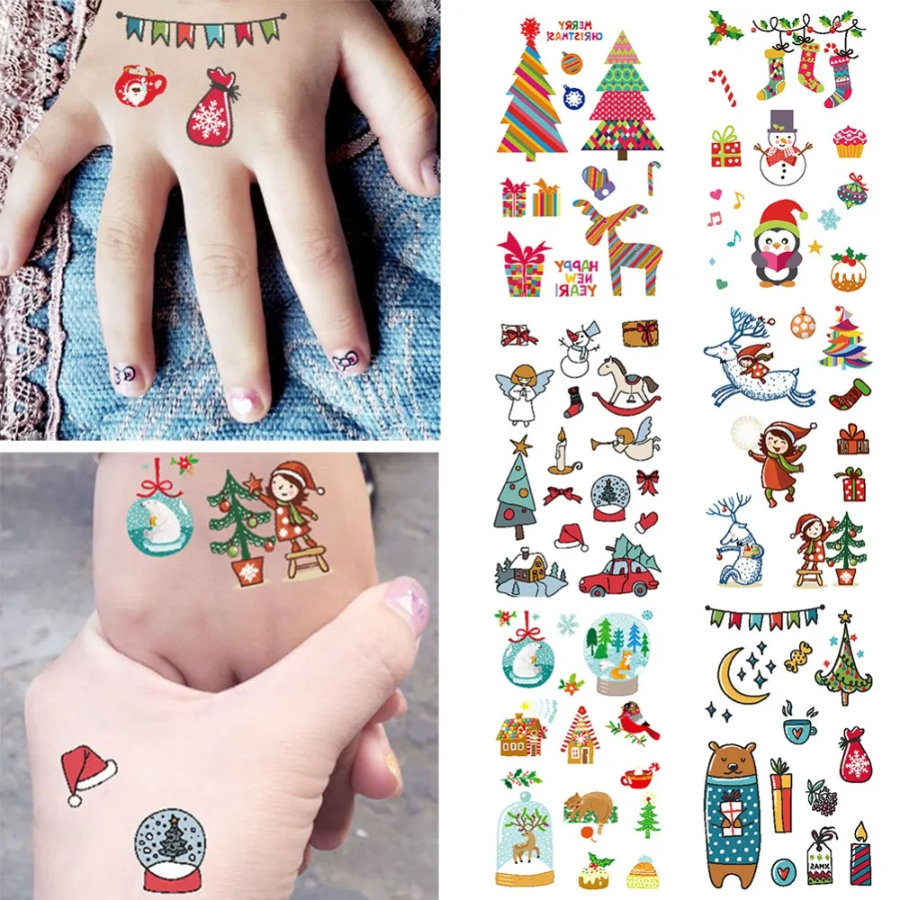 2 шт./лот Рождественская татуировка для боди арта временные водостойкие наклейки