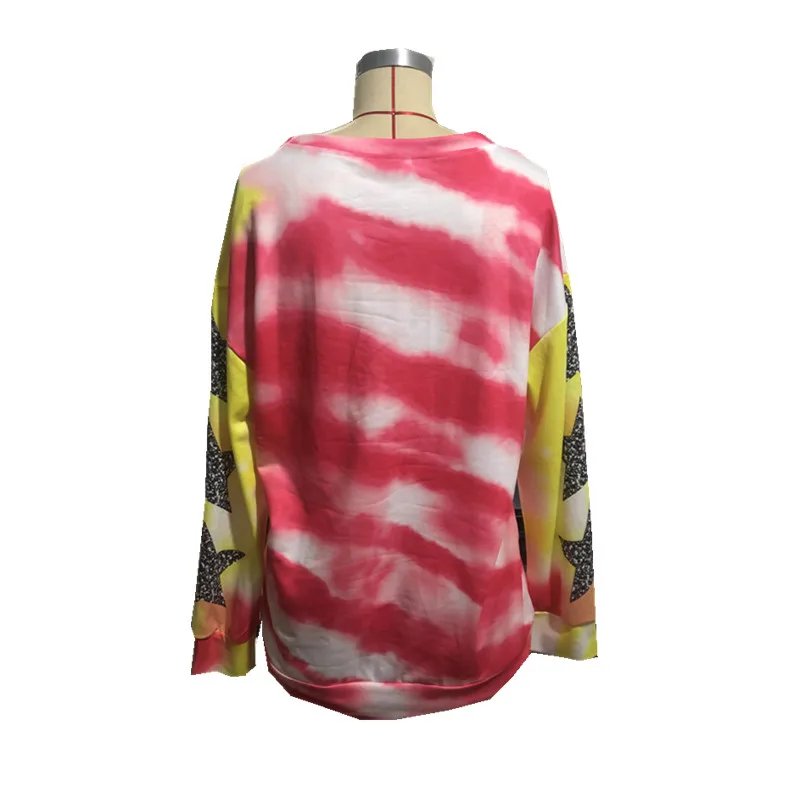 BKLD 2021 New Plus Size Women Clothing Casual Crewneck Sweatshirt Loose Harajuku Streetwear Long Sleeve Tie Dye Printing Hoodies