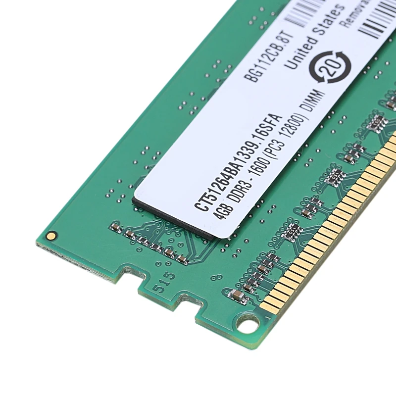 

DDR3 4GB Memory Ram PC3-12800 1.5V 1600Mhz 240 Pin Desktop Memory DIMM Unbuffered and Non-ECC for Desktop AMD Motherboard