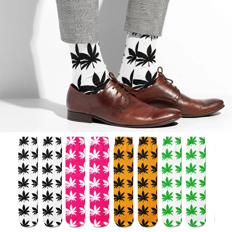 

New Colourful Maple Leaf Socks Men's And Women's Business Long Socks South Korea Harajuku Apparel Style Skateboard Socks