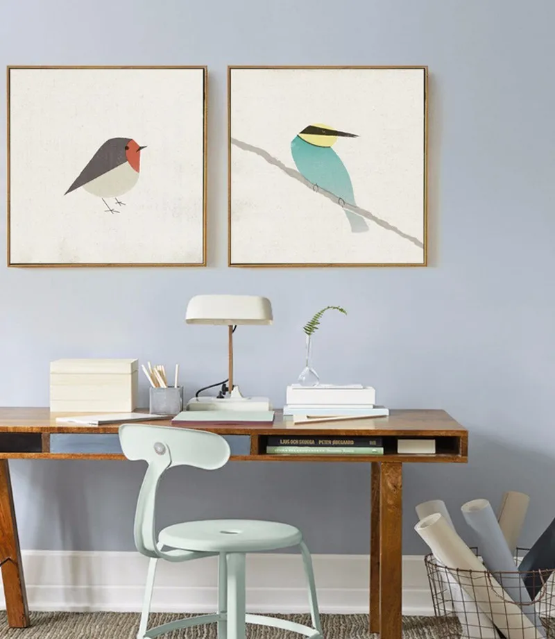 Милые птицы Робин пчелиный ед Картина на холсте плакаты и принты Скандинавская