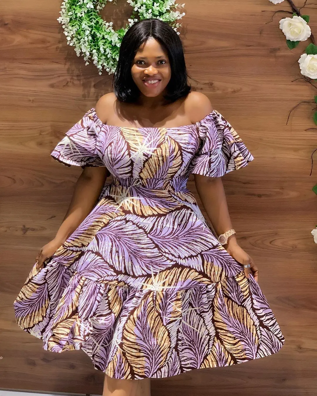 

Женское платье с принтом, односторонний воротник, рукав лотоса, пикантное платье для торта, лето 2021