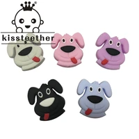 kissteether 5pcs new cartoon dog silicone animal beads rodent molar care teething ring diy bpa free baby pacifier chain toy gift