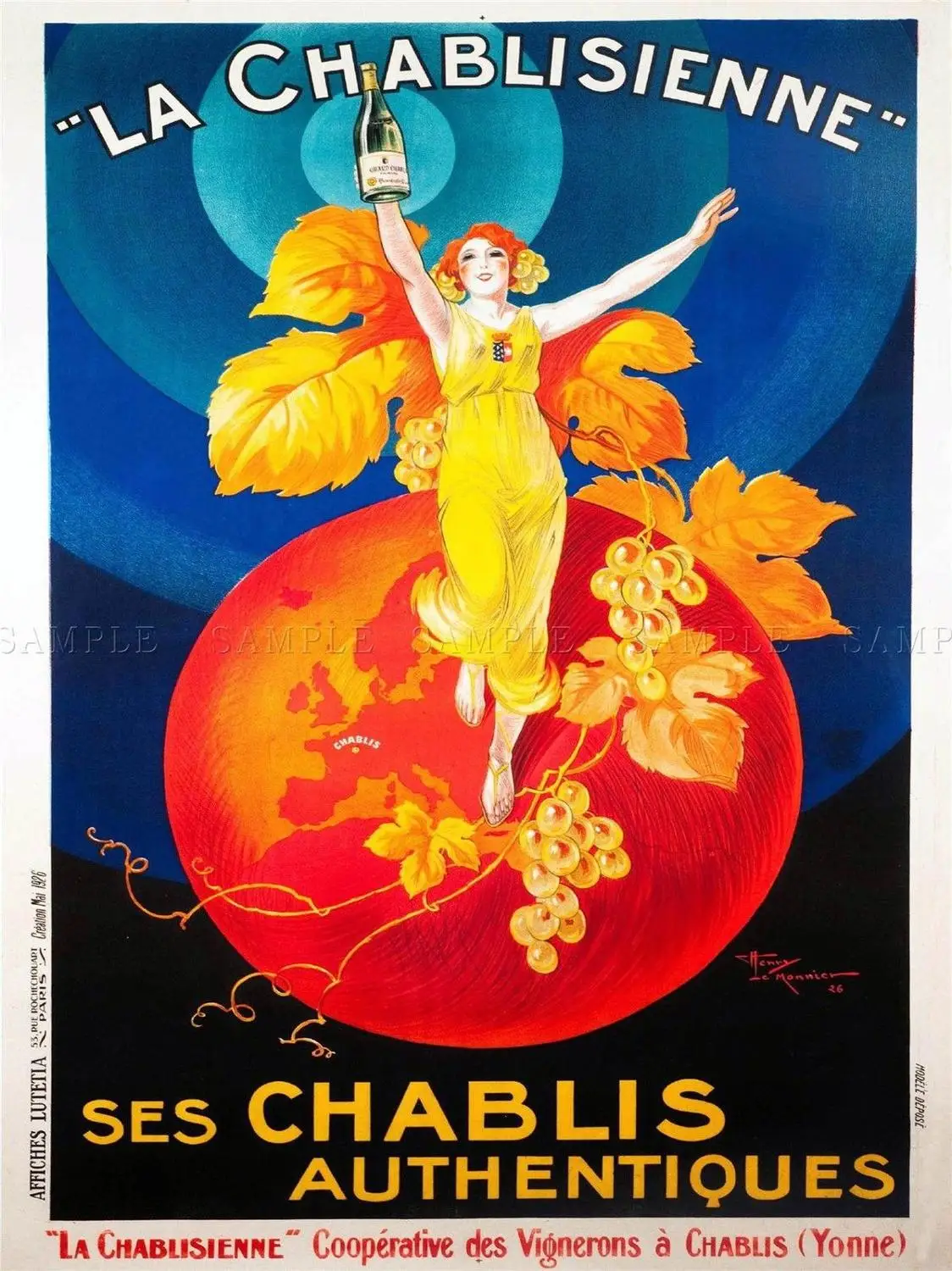 

ADVERT CHABLIS WINE FRANCE ISTIC VINTAGE 795PYLV Wall Sticker Silk Poster Art Light Canvas Home Decoration