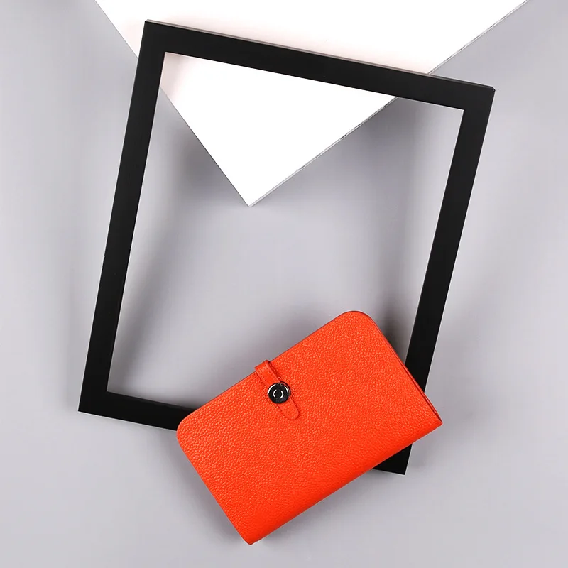 Orange Лидер продаж, женские кошельки, модные кошельки из зернистой воловьей кожи с зернистой текстурой личи, кошелек на молнии, высокое качество, женские кошельки и кошельки, сумка - Color: Orange