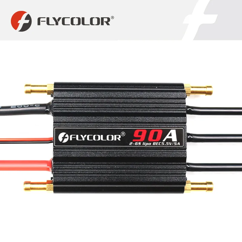 

FLYCOLOR FlyMonster 90A Brushless ESC 2-6S 5.5V 5A BEC Waterproof Cooling Electronic Speed Controller for RC Boat DIY project