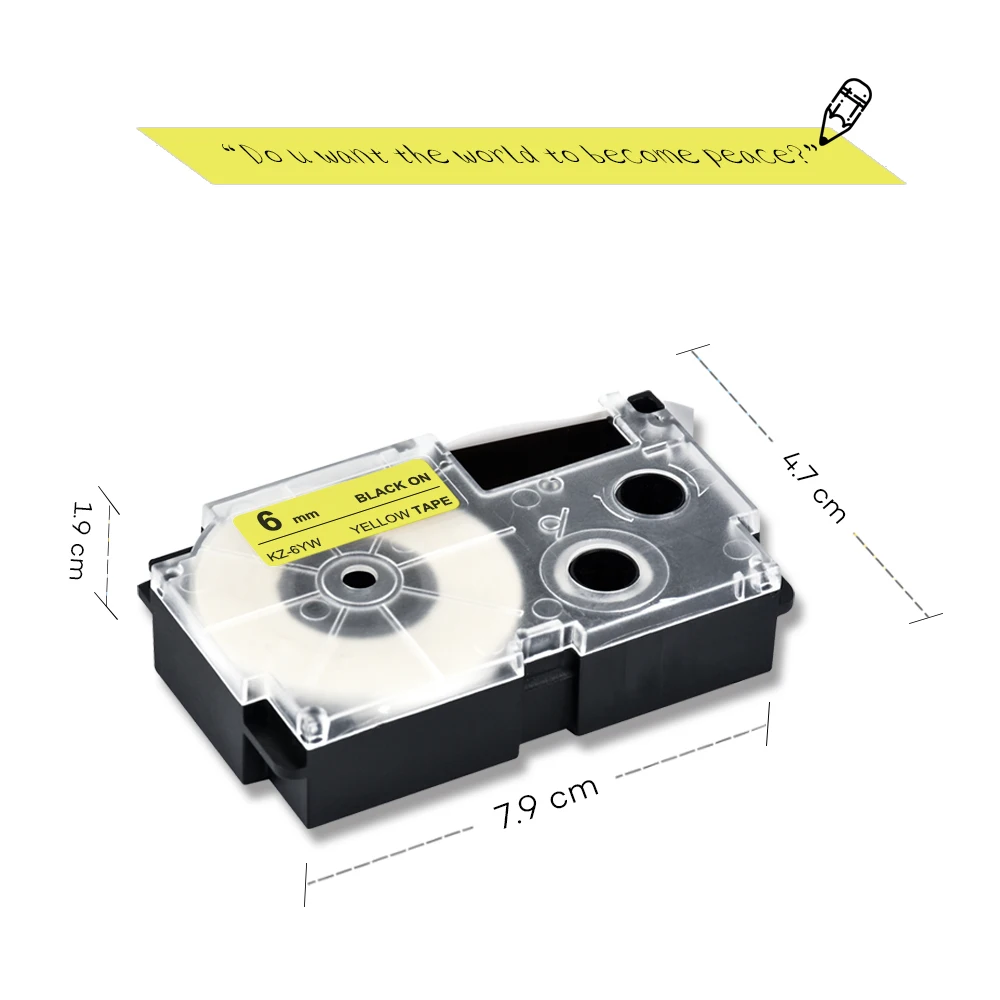 6mm Casio Black on Yellow compatible label tapes XR6YW XR 6YW XR-6YW for KL-60 typewriter KL-60SR KL120 EZ Label Maker | Компьютеры и