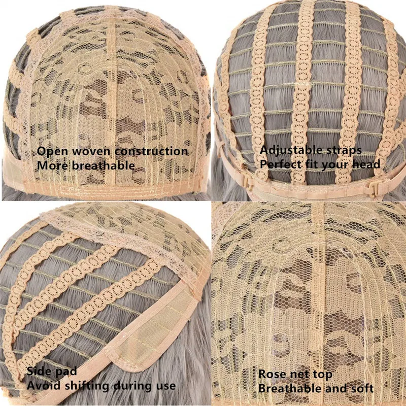

GAKA Straight Ombre Asy Brown Synthetic Wigs with Natural Bangs Medium Heat Resistant Bob Women's Wig Cosplay Party Hair