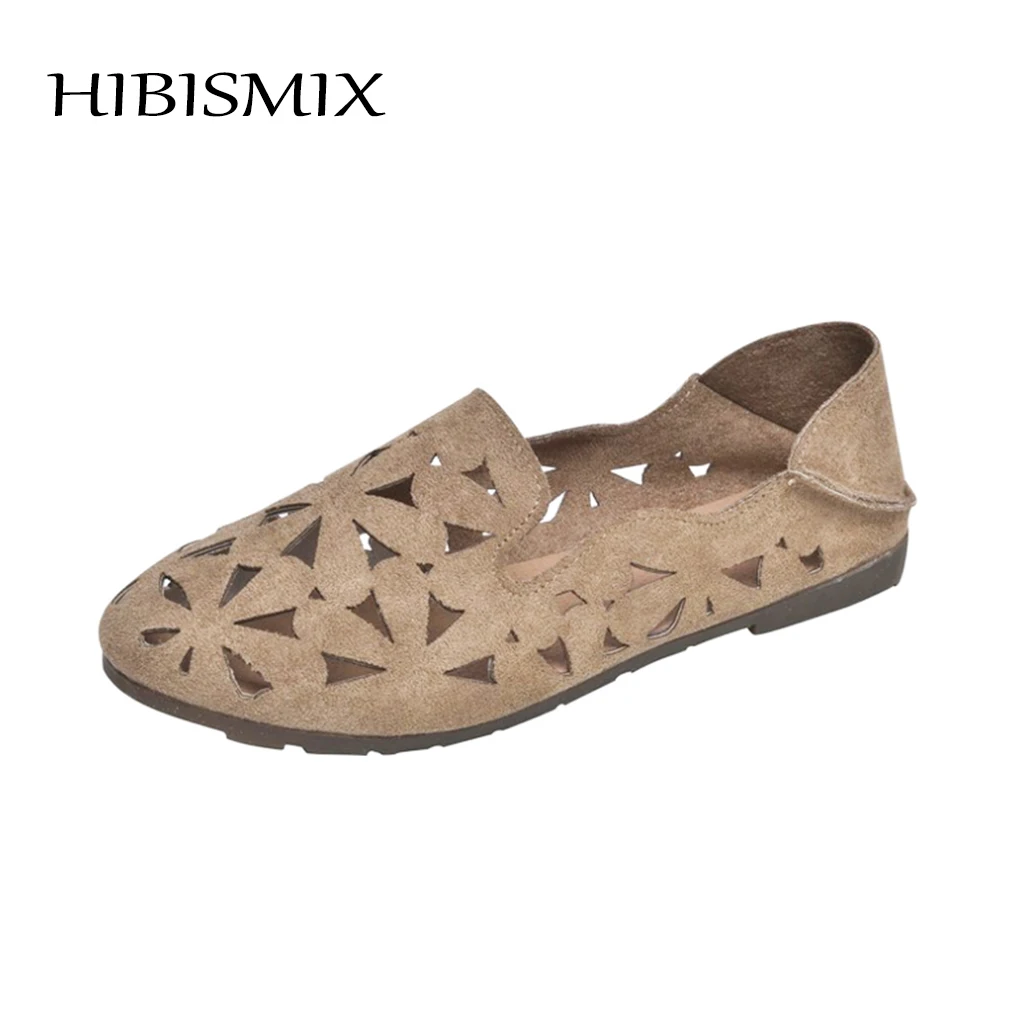 Туфли HIBISMIX женские на плоской подошве мягкие повседневные лоферы без застежки