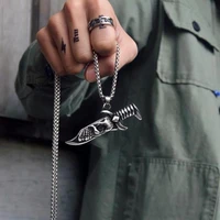 new hip hop hand made retro domineering solid skull dagger pendant men and women gothic punk party jewelry necklace