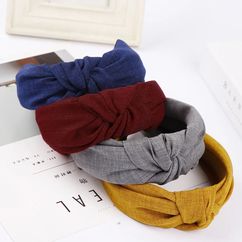 Ободок для волос с бантом Женский однотонный ободок простой милый девушек