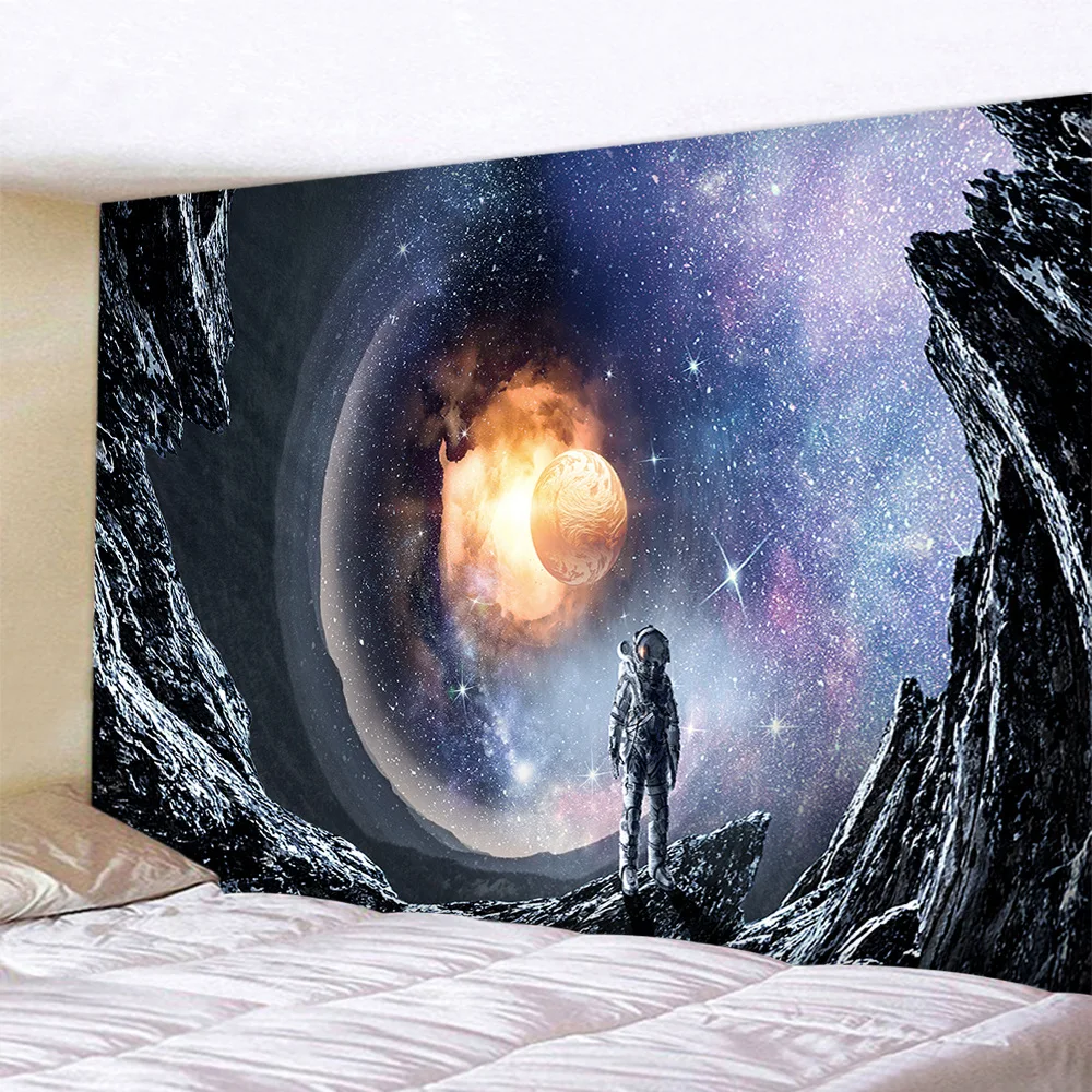 

Universe Galaxy Tapestry Wall Hanging Astronaut Starry Sky Landscape Forest Hippie Mushroom Tapiz Pared 3d Boho Wall Decor Cloth