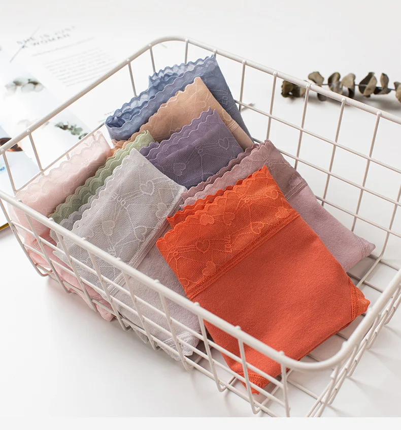 8pcs Women's panties cotton high quality low waist lace female underwear girly cute briefs soft Lingerie