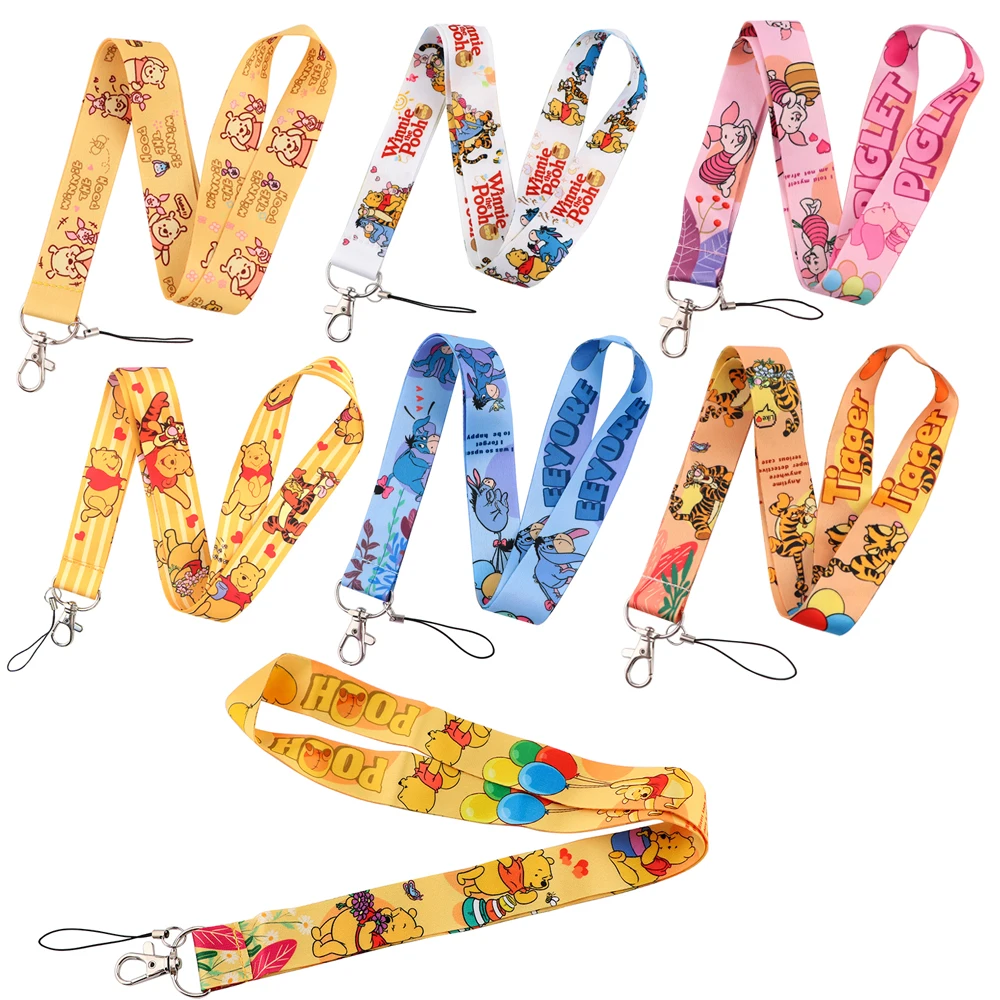 

YQ210 Winnie the Pooh Lanyard Cartoon Bear Tiger Neck Straps Phone Rope for Keys ID Badge Holder Keychain Hang Rope Lariat Gifts