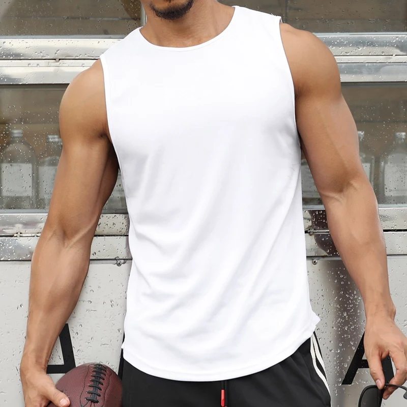 

2x Marathon Quick-Drying Sports Vest Men's Sleeveless Running Training Basketball Loose Fitness Vest White M & L