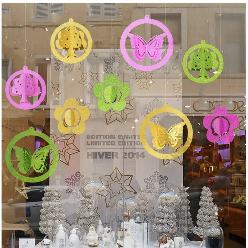 3 шт./компл. 3D Блестящая бабочка потолочное подвесное украшение Swirls Весенняя