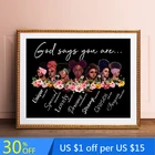 Бог говорит, что вы черный Для женщин вдохновляющие художественная работа с цитатами принты сильный Черный Леди Плакаты настенные картины холст картины Настенный декор