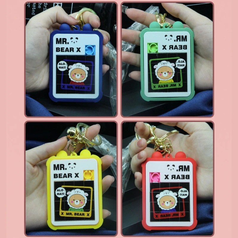 

K5DA Portable Mini 3D Puzzle Sliding Block Keychain Pendant Cartoon Sheep Jigsaw Toys