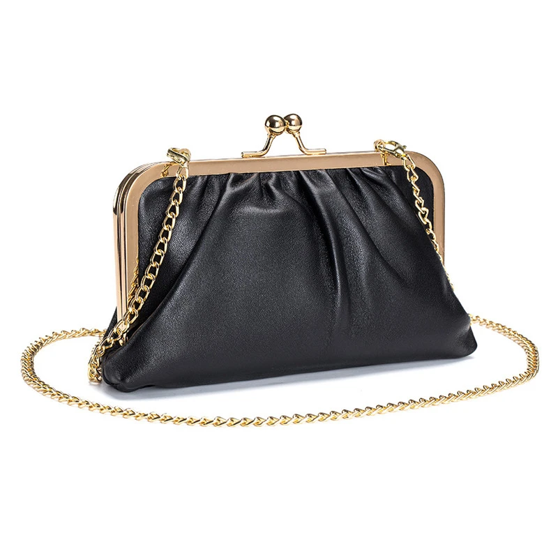 

New Women Handbag Evening Clutch Bags Soft Genuine Leather Chain Shoulder Handbags Evening Purse Messenger Bags
