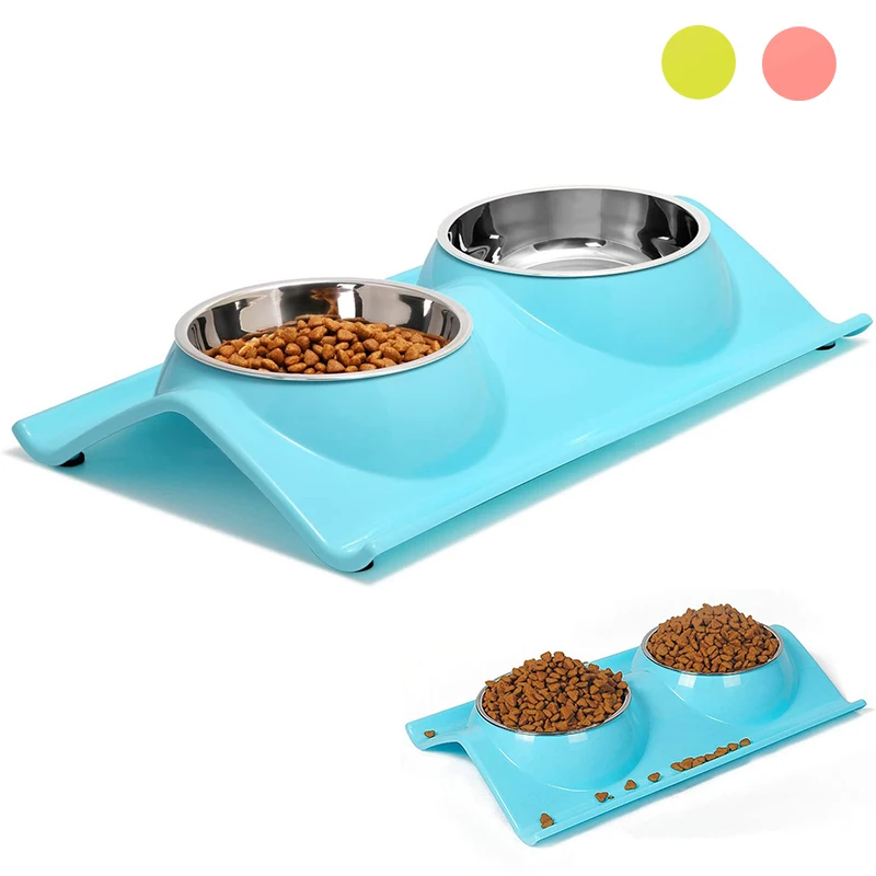 

Двойная миска для собак и кошек, из нержавеющей стали