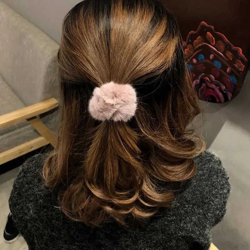 2019 New Winter Plush Scrunchies Women Girl Imitation Mink Elastic Hair Rubber Bands Accessories Tie Ring Holder Headdress |