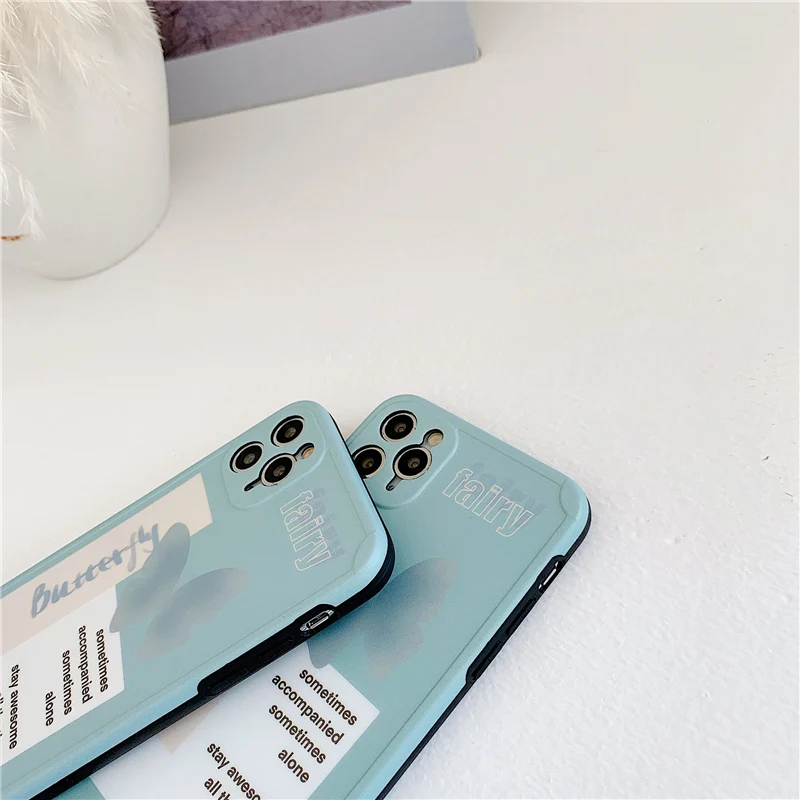 Милый мягкий чехол для телефона с рисунком мятно зеленой бабочки iPhone 11 Pro Max 7 8 Plus X