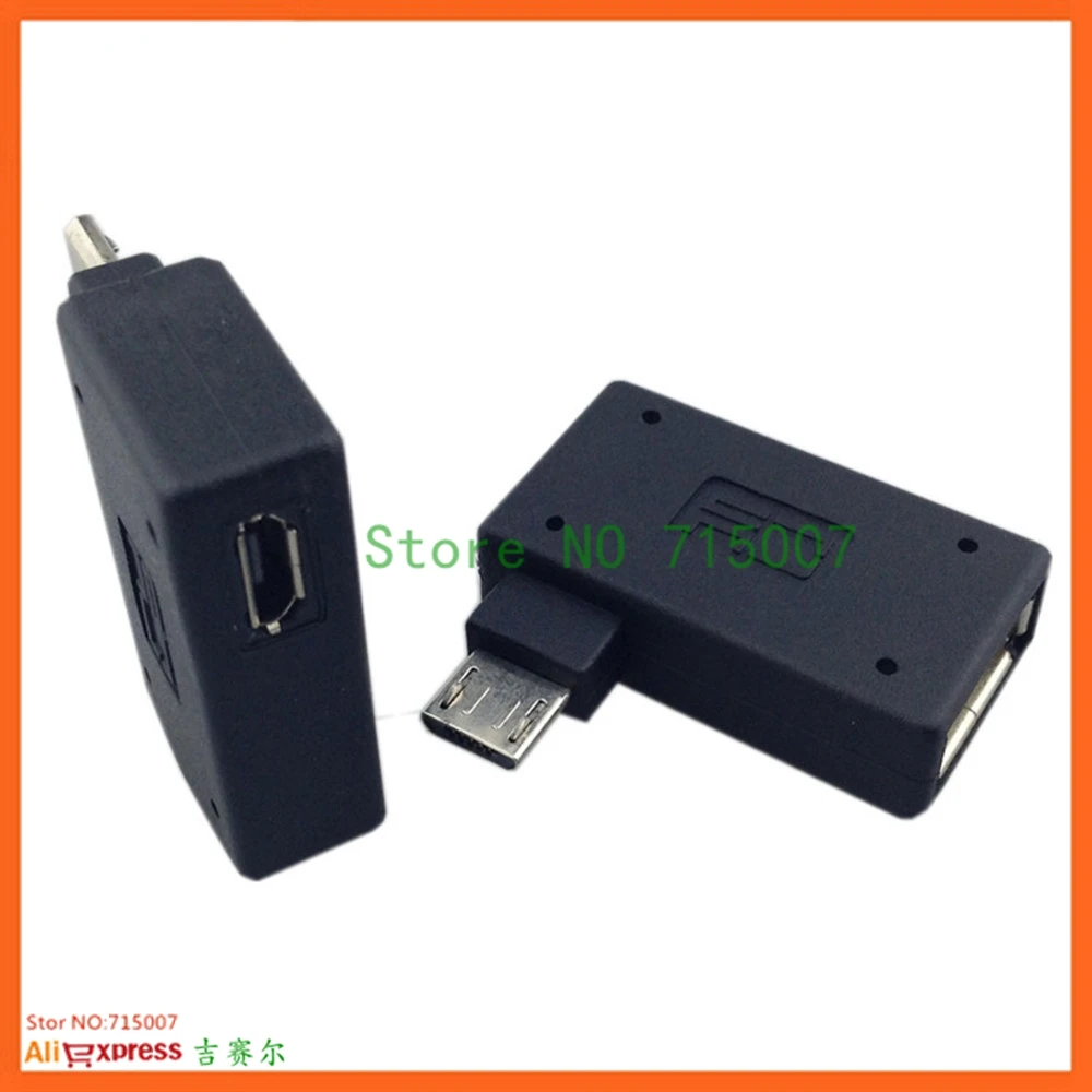 Микро адаптер USB 2 0 мама папа Micro OTG источник питания 2018 порт 90 градусов левый
