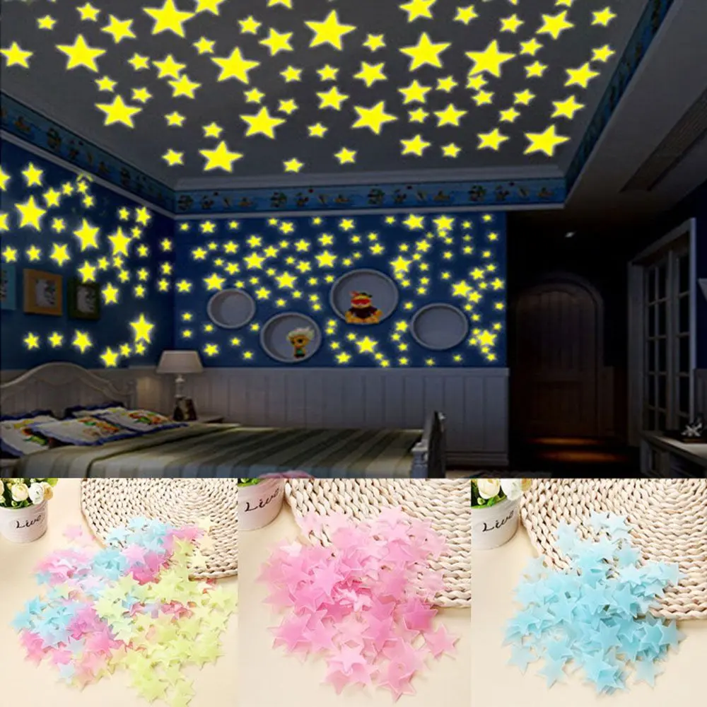 Светящиеся Настенные наклейки 100 шт. дневные звезды домашние для детской комнаты