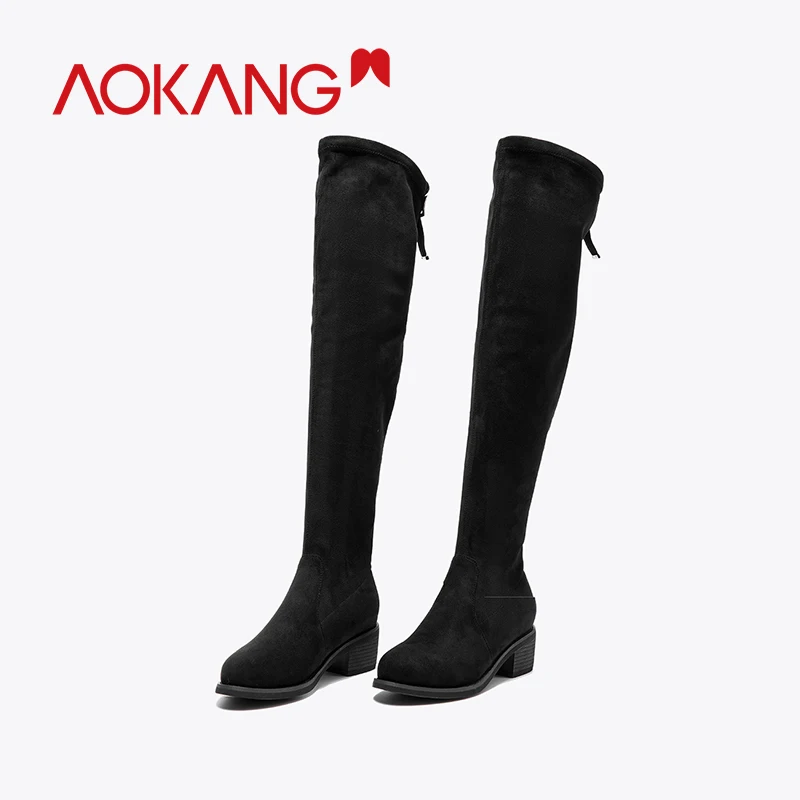 AOKANG/сапоги сезон осень зима коллекция 2019 года стрейчевая обувь женские ботфорты
