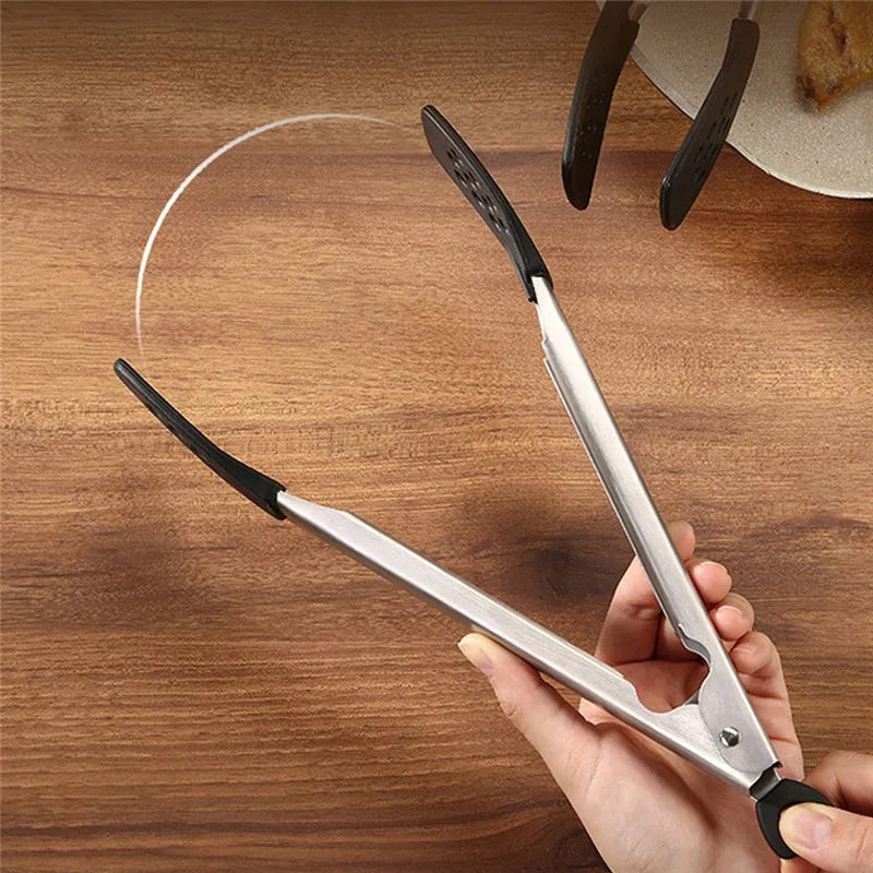 Силиконовые щипцы из нержавеющей стали кухонные для приготовления пищи стейк