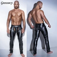 plus size men sexy wetlook leggings faux leather lingerie exotic pants pu latex catsuit pvc clubwear costume gay fetish trousers