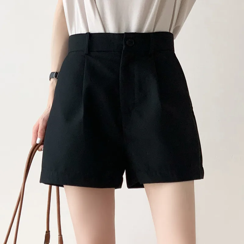 High Waist Straight Shorts Women Wear 2021 Summer New Korean Small Man Black Casual Thin Wide Leg | Женская одежда