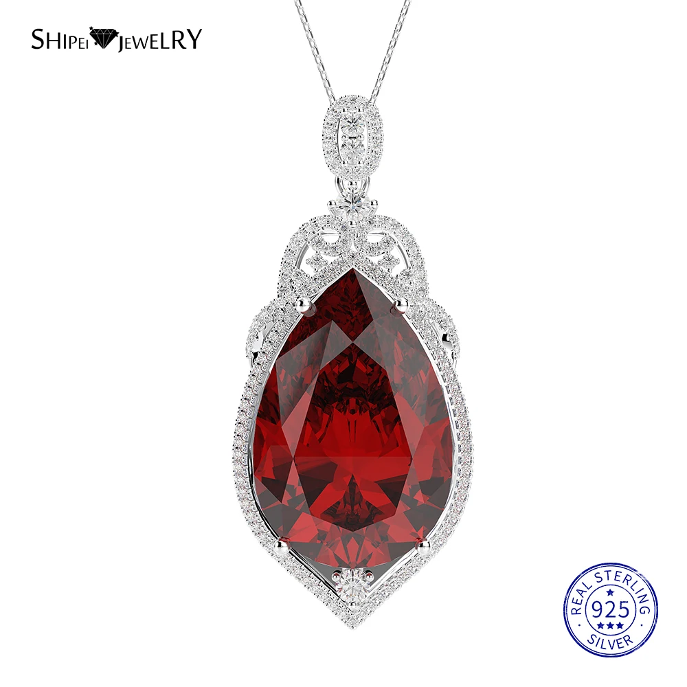 Женское Ожерелье с кулоном Shipei 100% Стерлинговое Серебро 925 пробы белое золото